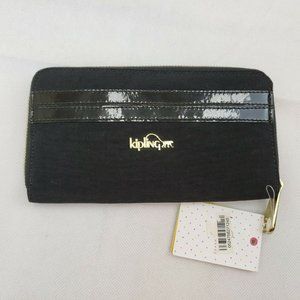 NWT KIPLING Nylon Vanessa Zip Black Wallet